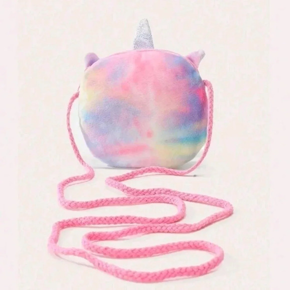 Cute girls pink tye die unicorn 🦄 print bag purse girl women's handbag coin hol - Picture 4 of 4